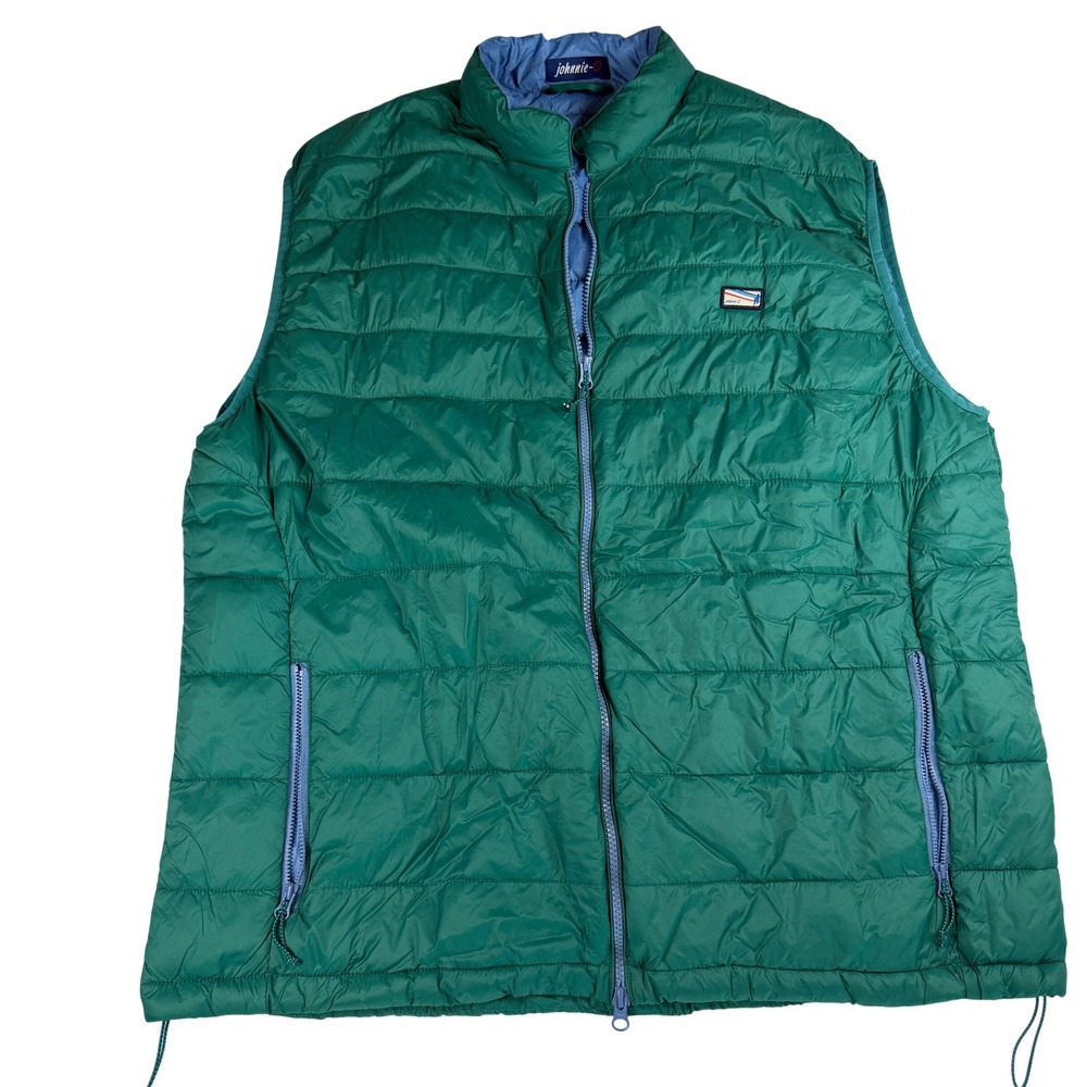 Johnnie-O Mens Puffer Vest Green Blue Quilted Full Zip Lightweight XXL